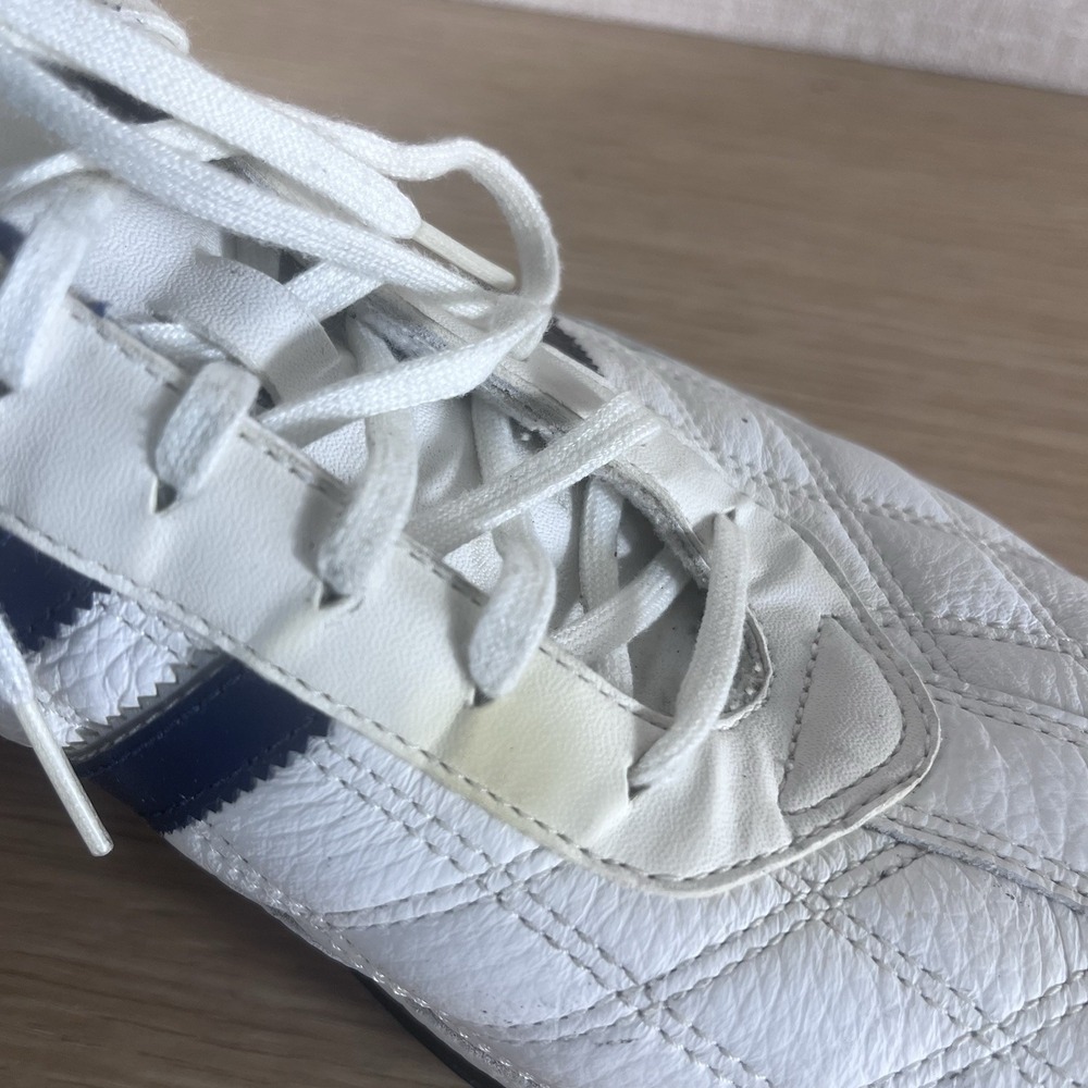 Vintage Adidas Team Leather O Grip Sneakers White Navy Men's Size 11.5 Y2K - Picture 5 of 15